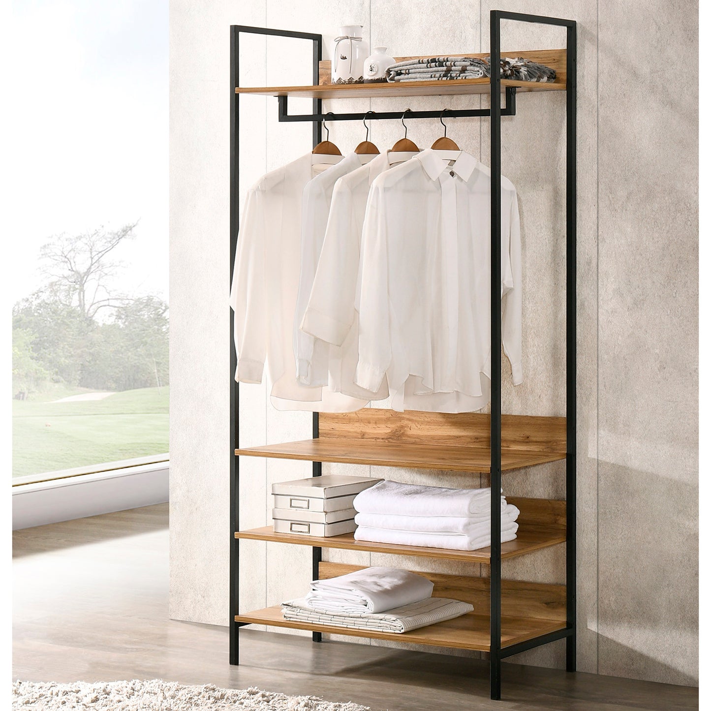 Open Wardrobe with Shelves – Space-Saving, Minimalist Storage for Guest Houses & Lodges