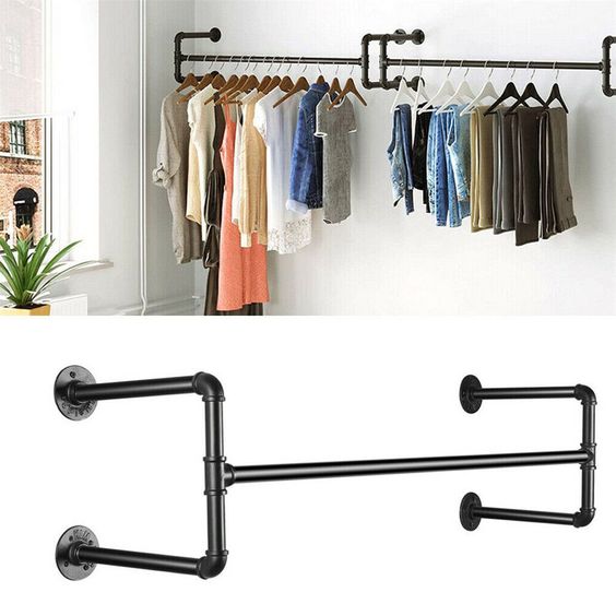 Heavy duty wall mounted clothing rail - 1000mm