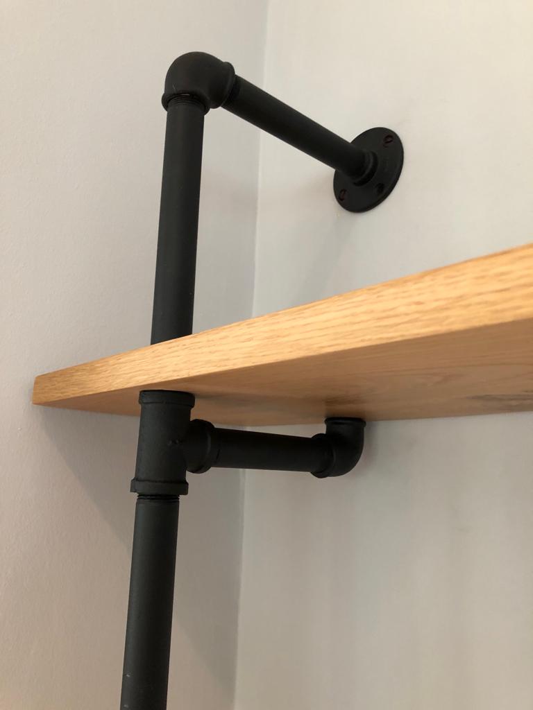 F-Shape Elbow Type 25mm Pipe Shelf kit - for 300mm wide plank (choose qty frames & colour)