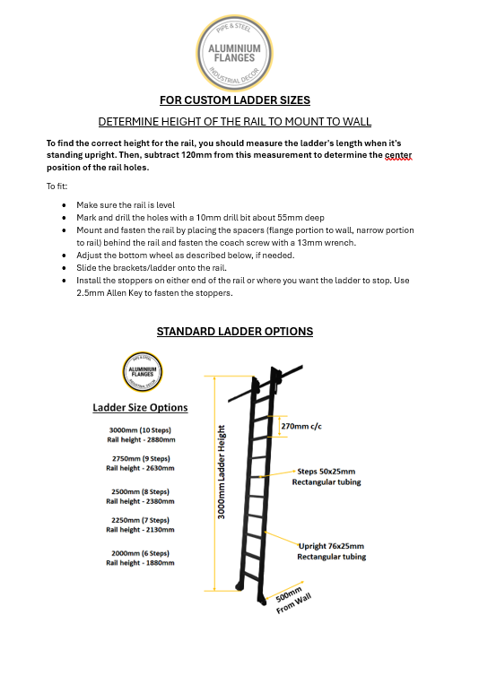 DIY Library or Sliding Ladder 120mm Vintage Look Wheel Kit With Brake - Stow upright
