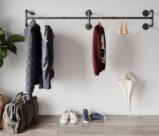 Heavy duty wall mounted clothing rail - 2000mm