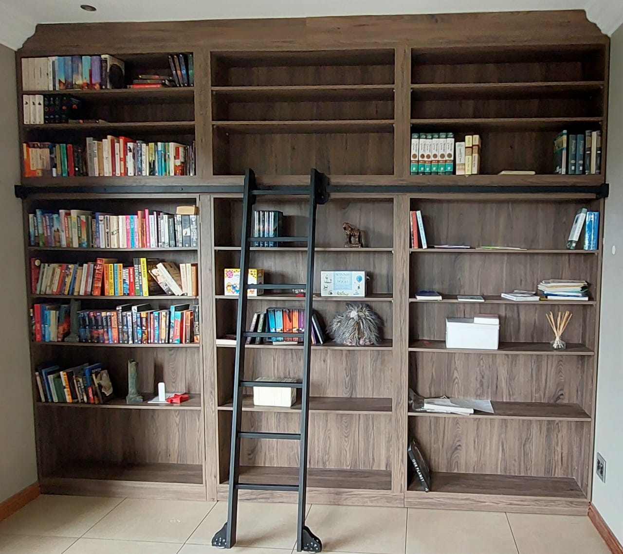 DIY Library or Sliding Ladder 70mm Classic Look Wheel Kit With Brake - Stow upright