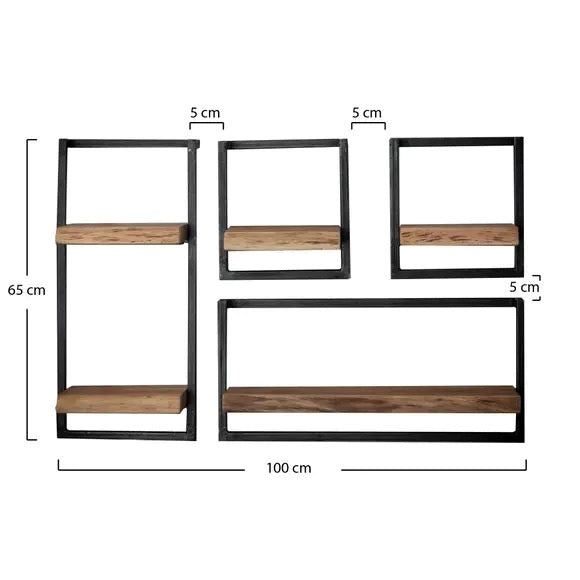 Industrial 5-shelf wall set