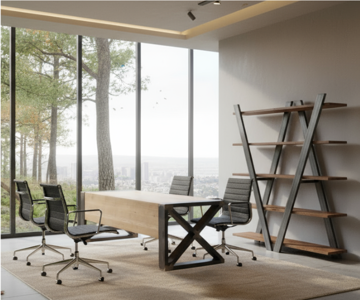 Industrial Executive Bookshelf (Customizable | Handcrafted | Delivery Included)
