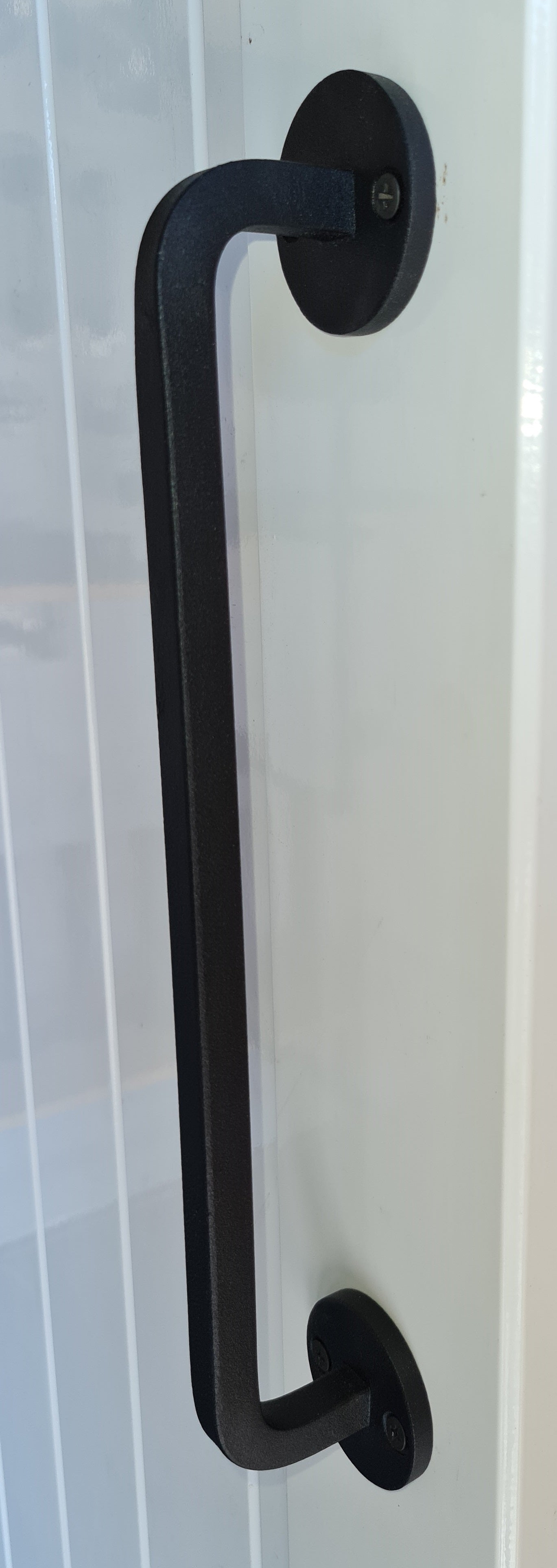 Steel Barn Door Handle 300mm - Aluminium Flanges-Pipe Furniture One Stop Shop