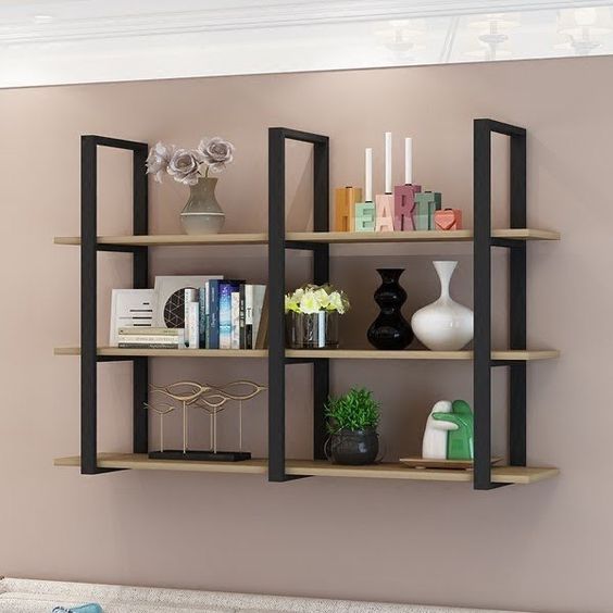 3 Tier 50x25mm Rectangular tubing shelf frames for 300mm wide wood