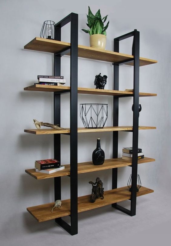 5 Tier 76x25mm Rectangular tubing shelf frames for 300mm wide wood