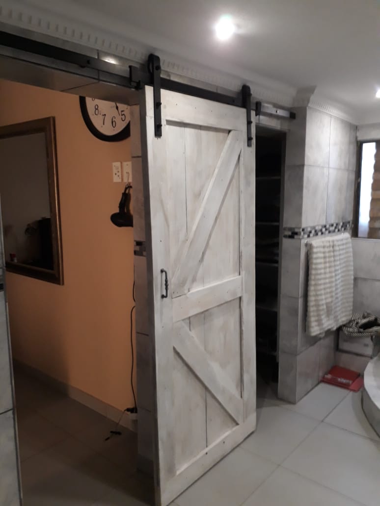 Barn Door Hardware Kit incl 2m Rail - Vintage look 120mm Aluminium Spoke Wheel - Aluminium Flanges-Pipe Furniture One Stop Shop