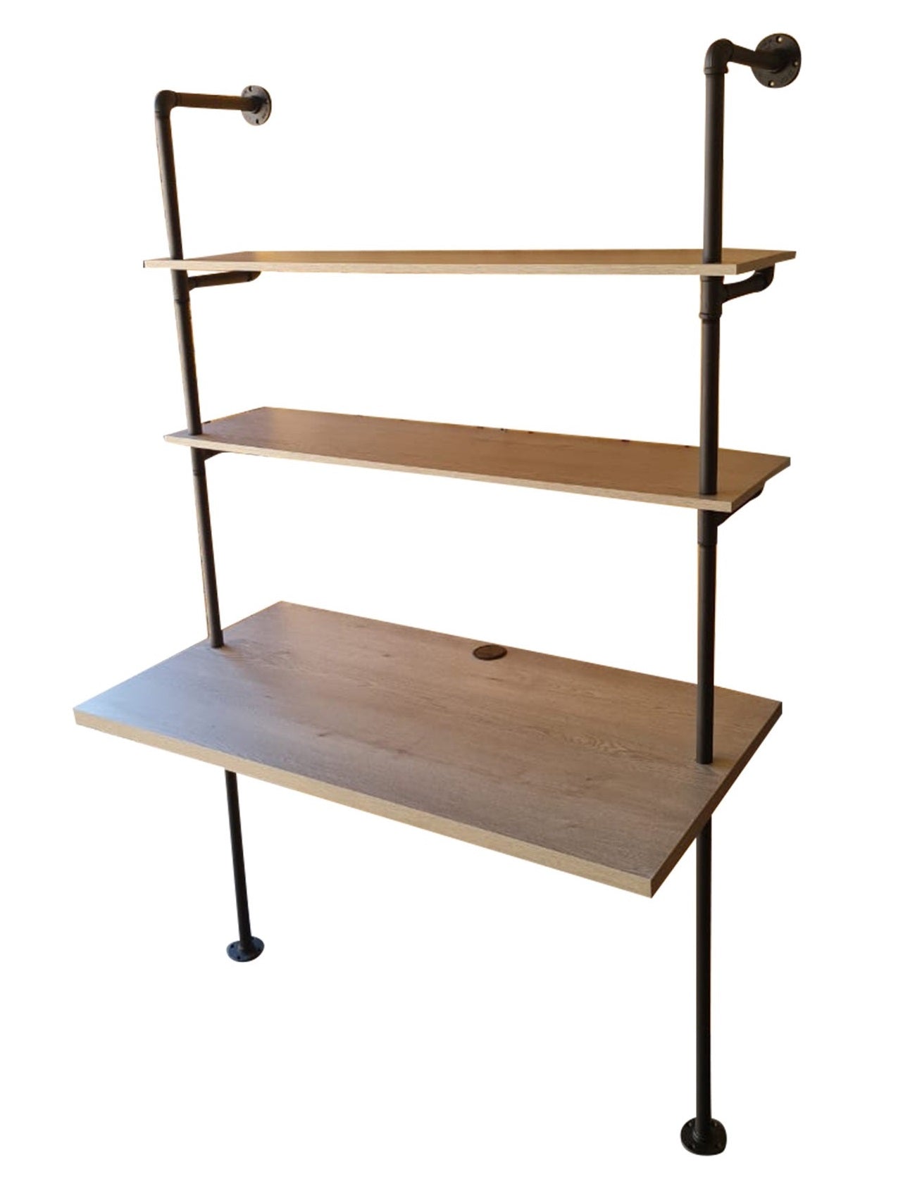 Single Study/Shelving Industrial Pipe Kit with Melawood 1200mm