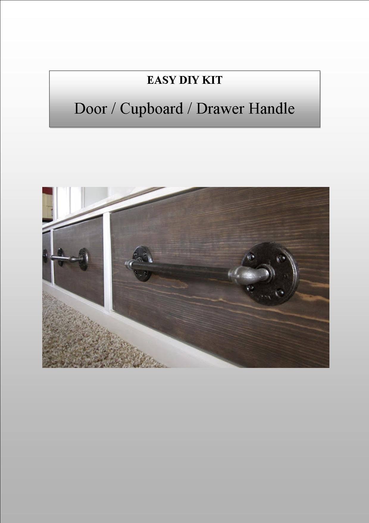 DIY Industrial Door / Drawer / Cupboard Handle Kit - Aluminium Flanges
