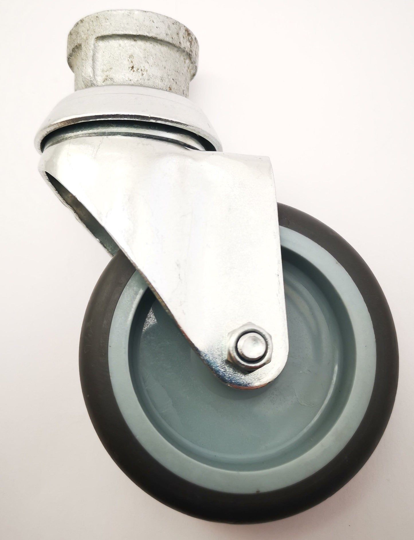 Grey Swivel Castor Bolt No Brake (75mm Wheel Dia) - Aluminium Flanges