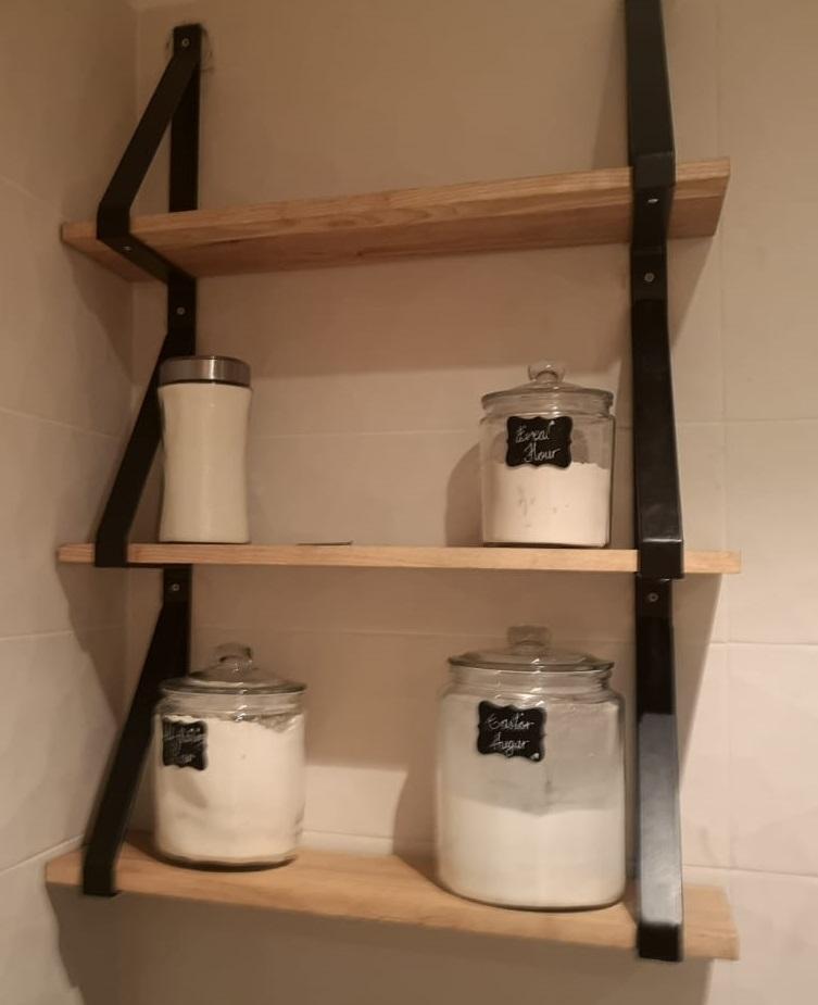 Heavy Duty 3 Tier Steel Shelving Brackets for 300mm wide shelf Aluminium Flanges - Pipe Furniture One Stop Shop