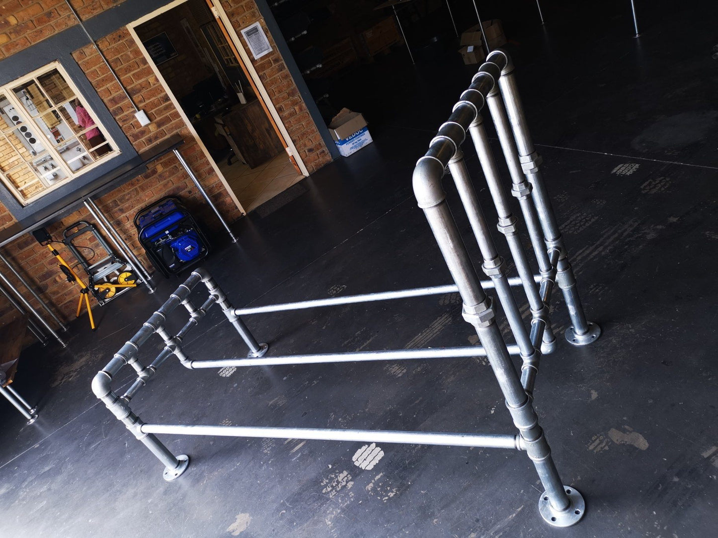 Pipe beds in 50x32mm pipe size format - Various options Aluminium Flanges - Pipe Furniture One Stop Shop