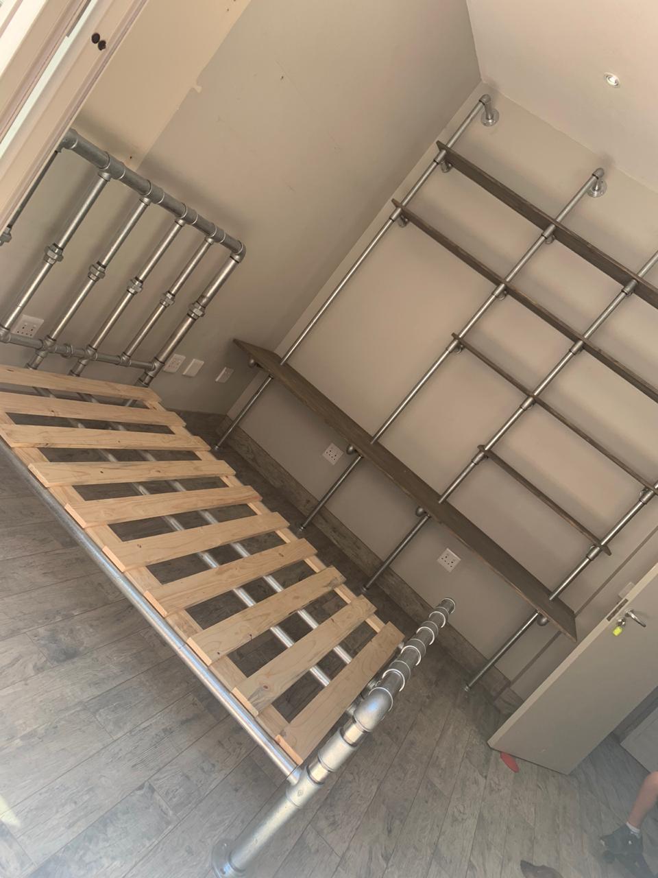 Pipe beds in 50x32mm pipe size format - Various options Aluminium Flanges - Pipe Furniture One Stop Shop