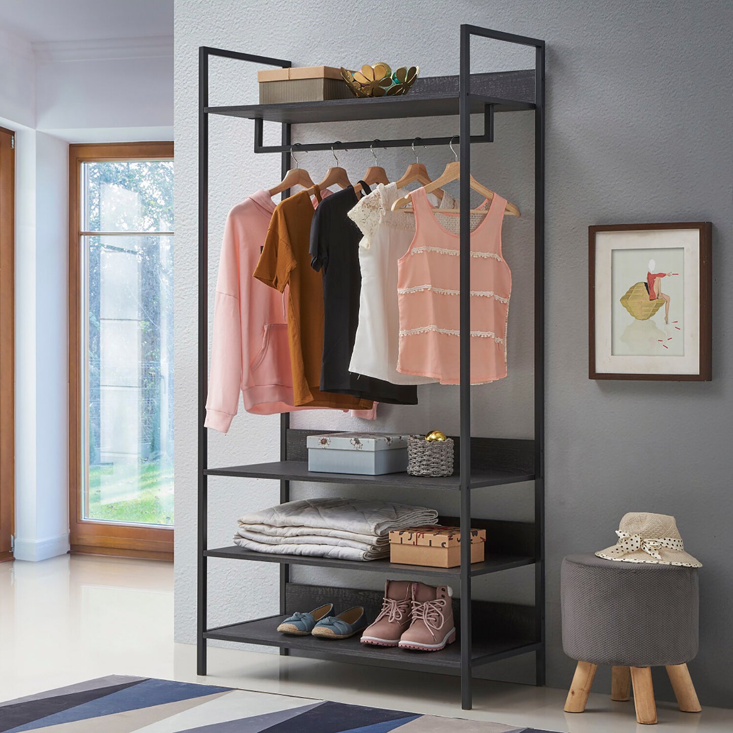 Open Wardrobe with Shelves – Space-Saving, Minimalist Storage for Guest Houses & Lodges