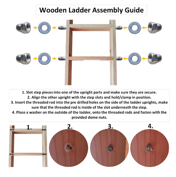 Wooden Library Ladder for 120mm or 70mm Sliding Bracket Kit