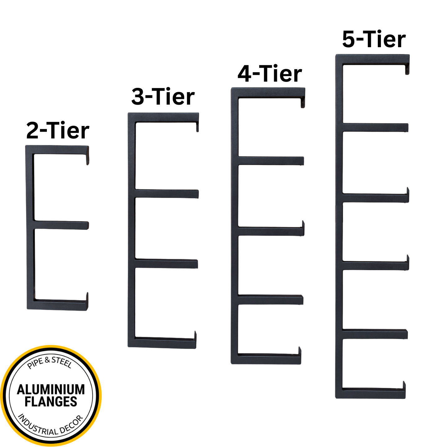 2 Tier 32mm square tubing E-shape shelf frames for 300mm wide wood