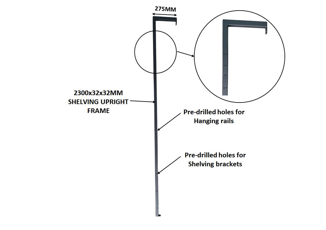 2300mm Frame for Open Modular Wardrobe (choose qty frames)