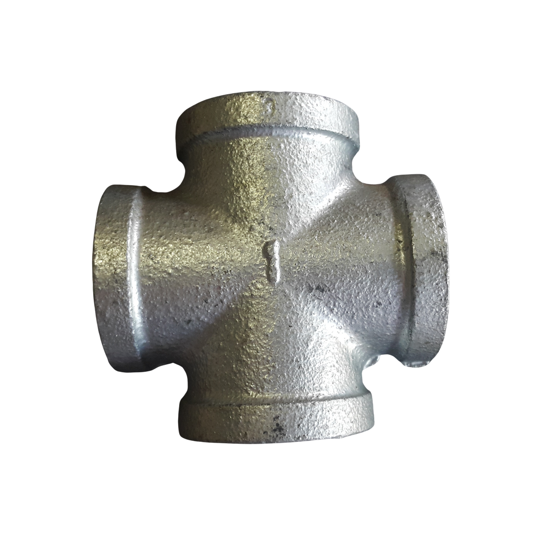 Cross Galv Fitting 25mm Aluminium Flanges-Pipe Furniture One