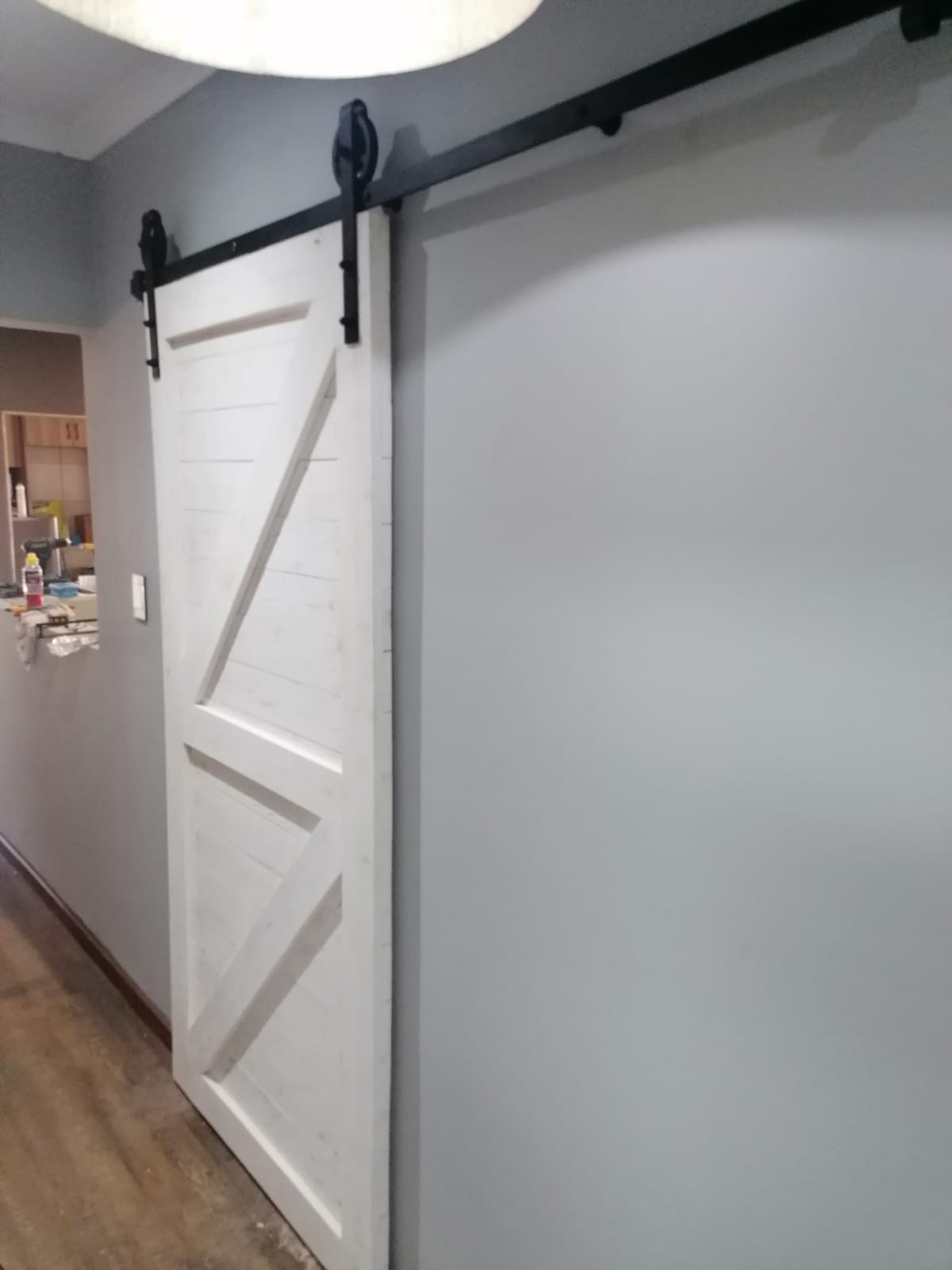 Premium Barn Door Wheel & Bracket Assembly Only - Vintage look 120mm Aluminium Spoke Wheel