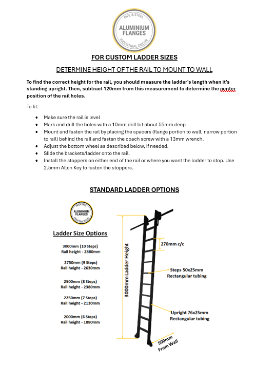 Wooden Library Ladder for 120mm or 70mm Sliding Bracket Kit