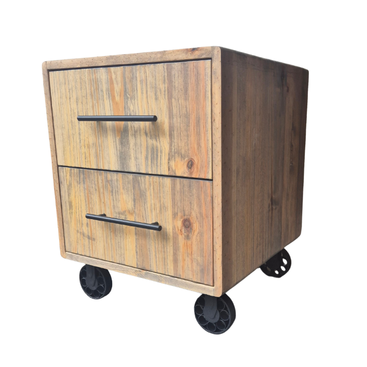 Bedside 2-Drawer Table on Steel Castors