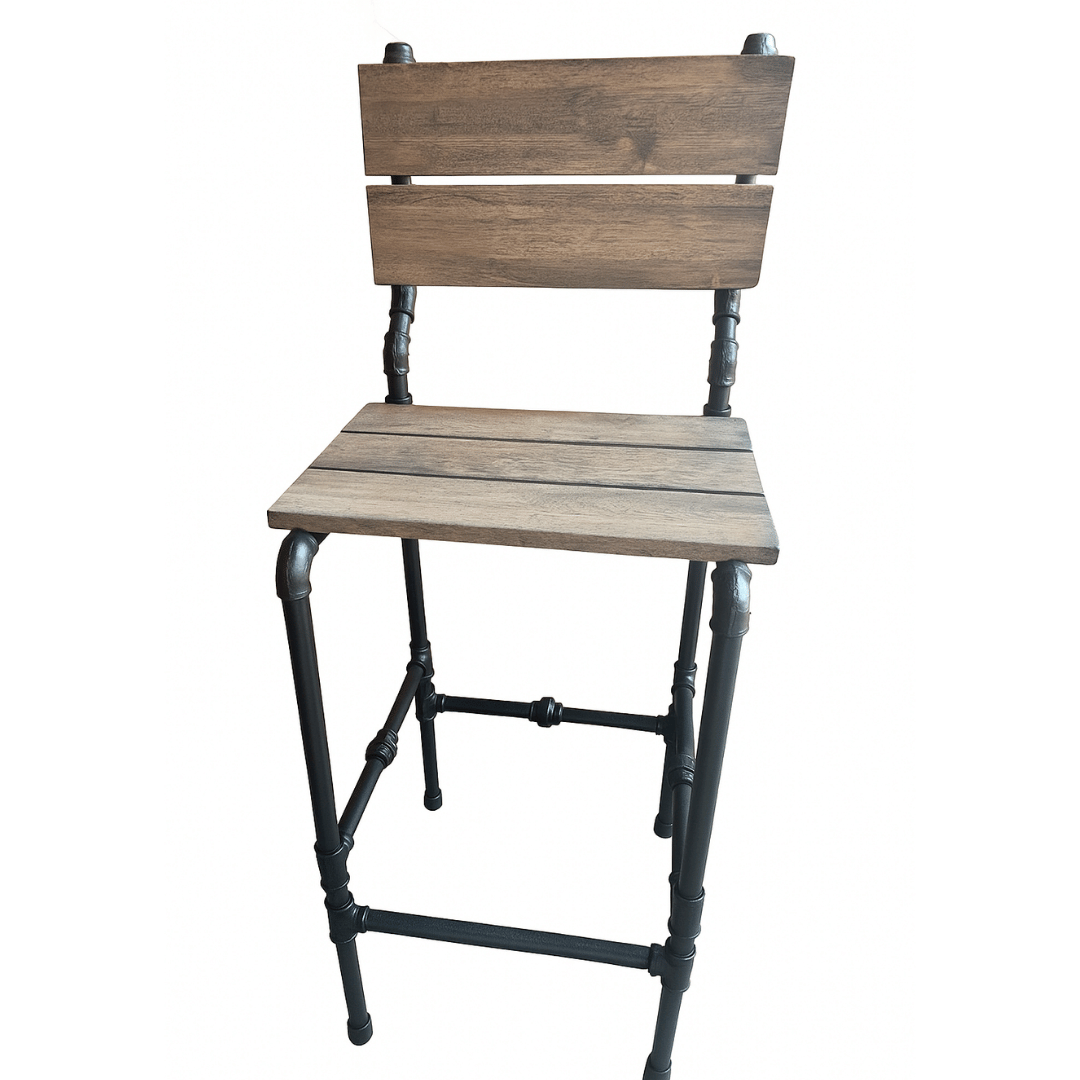 Bar pipe stool with backrest