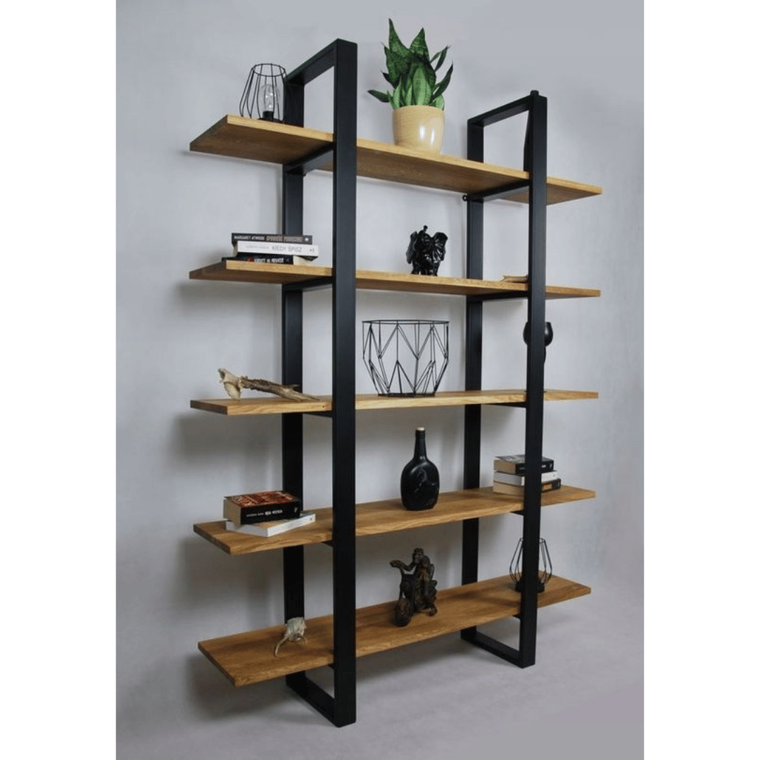 5 Tier 76x25mm Rectangular tubing shelf frames for 300mm wide wood ...