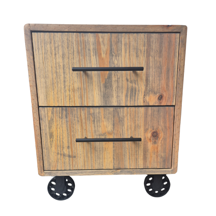 Bedside 2-Drawer Table on Steel Castors