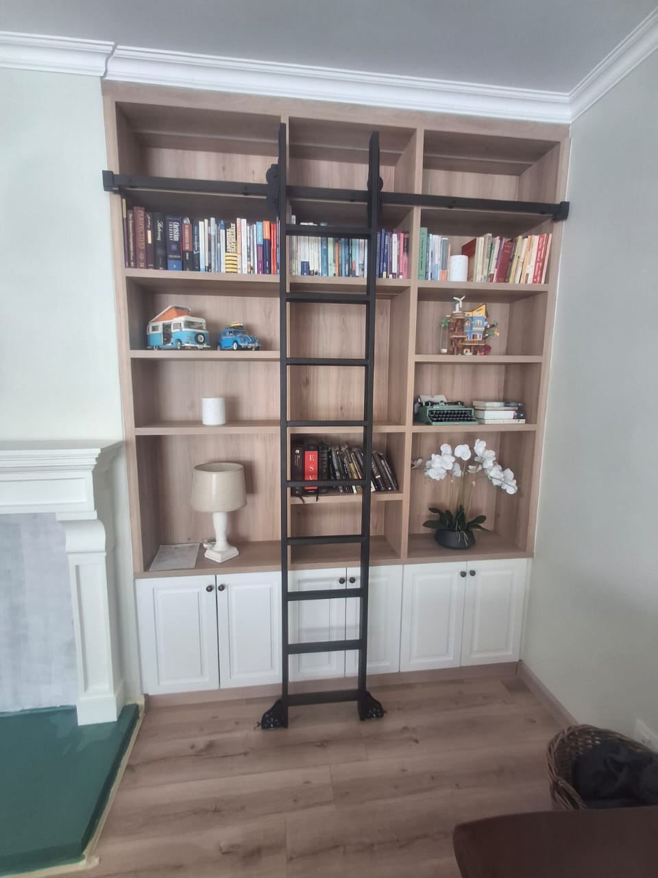UrbanRail DIY Library or Sliding Ladder 70mm Classic Look Wheel Kit With Brake - Stow upright