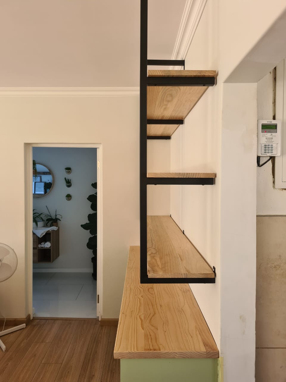 2 Tier 32mm square tubing E-shape shelf frames for 300mm wide wood