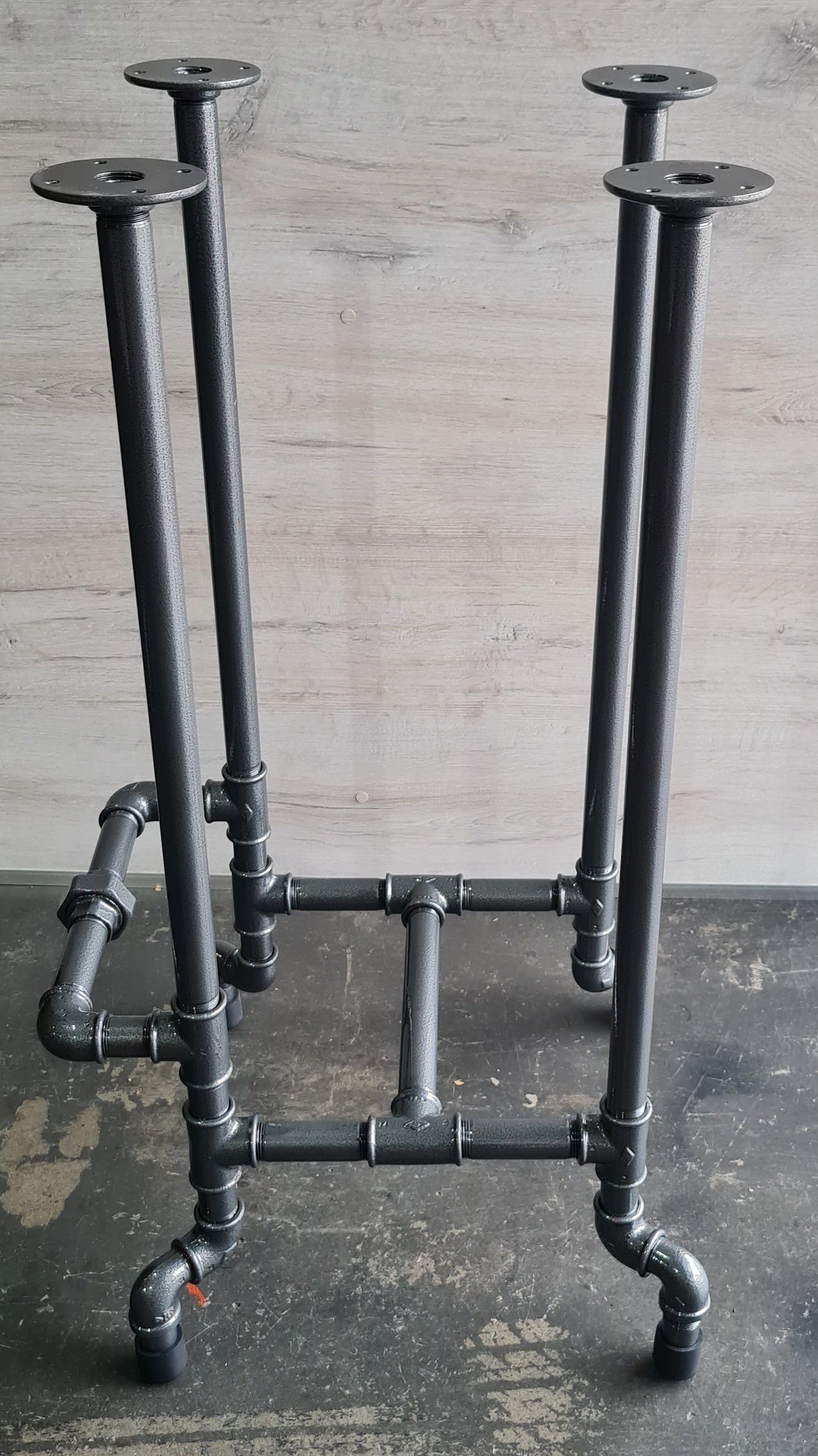 Bar Pipe Stool with foot rail Aluminium Flanges - Pipe Furniture One Stop Shop 