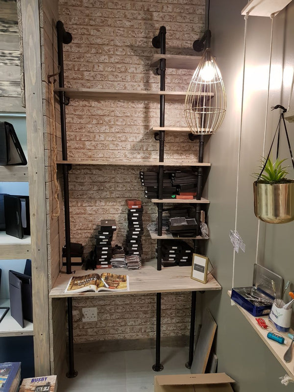 Single Study/Shelving Kit 1400mm Complete Aluminium FlangesPipe Furniture One Stop Shop